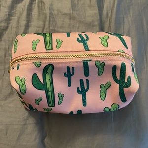 Pink cactus cosmetic bag